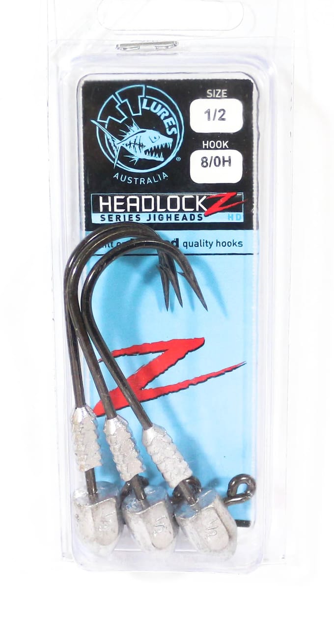 Tackle Tactics TT Headlockz HD jigkop 1/2 oz 8/0 3/verpakking (3290) black