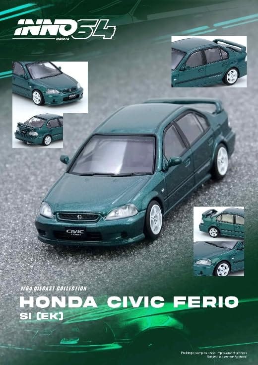 Inno Models Schaal Honda Civic Ferio Si Groen Afgewerkt Product 1/64 (EK) (EKS-GROEN) gray