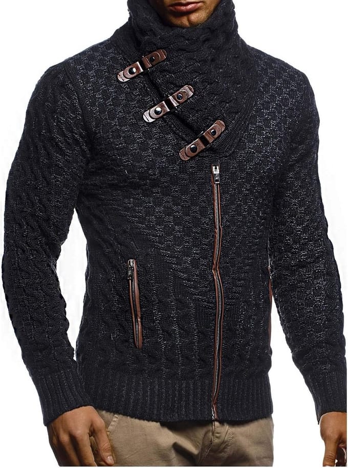 Heren Vest met Sjaalkraag en Gebreide Details