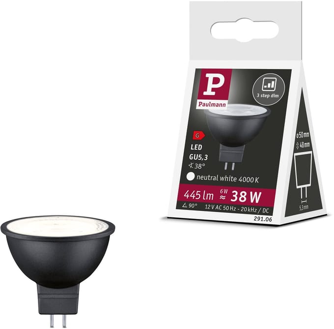 Paulmann 29106 LED-lamp Energielabel G (A - G) GU5.3 6 W Neutraalwit (Ø x h) 50 mm x 48 mm 1 stuk(s)