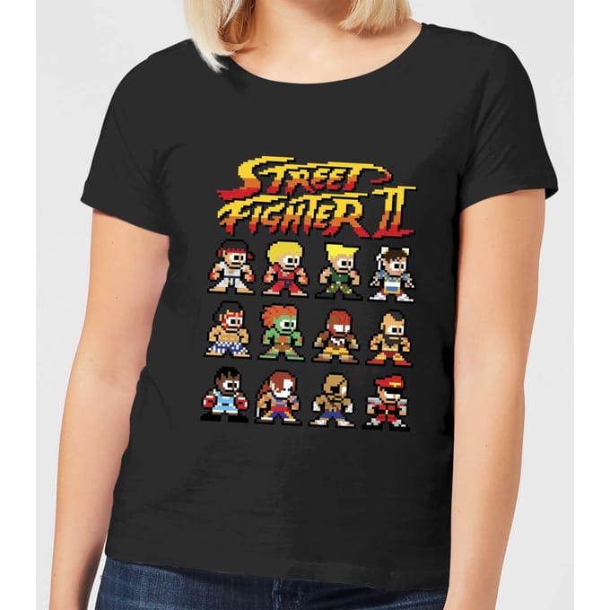 Street Fighter 2 Pixel Characters Women's T-Shirt - Black - L