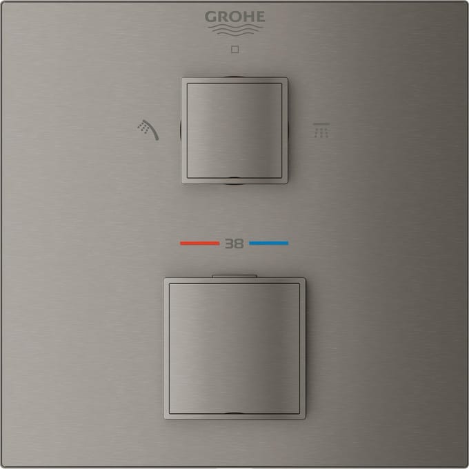 GROHE Grohtherm Cube Douchethermostaatkraan - Met trim set - Hard Graphite - 24154AL0