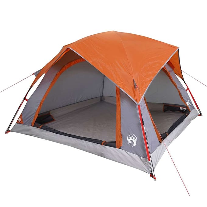 vidaXL - Tent - 4-persoons - waterdicht - grijs - en - oranje