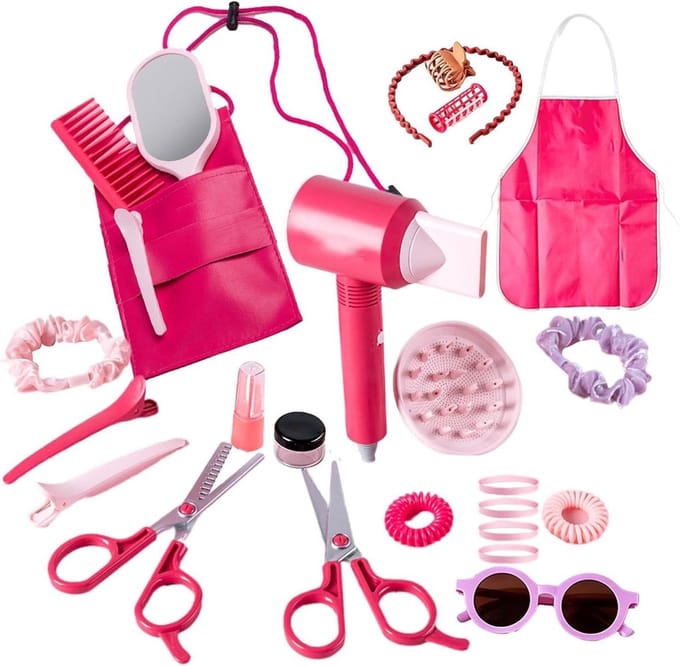 Kinderspeelkapsalon - Doe Alsof Speelgoed - Haar Styling - Interactieve Spiegel - 46 Delen - Multicolor