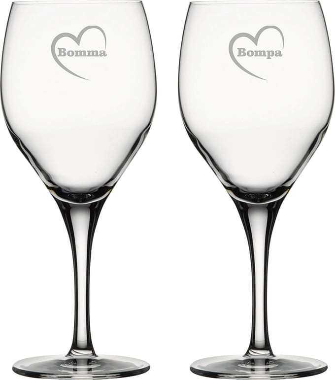 Rode wijnglas gegraveerd - 42,5cl - Bomma-Bompa-hartje