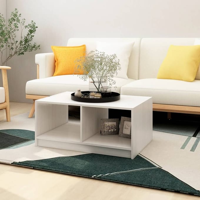 vidaXL - Salontafel - 75x50x33,5 - cm - massief - grenenhout - wit