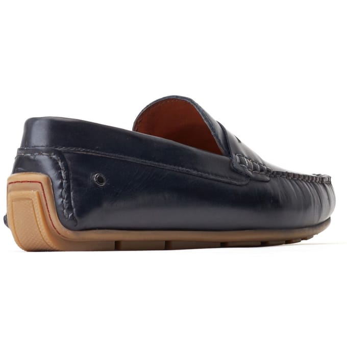 Base London Collins Lederen Heren Navy Standaard Instappers