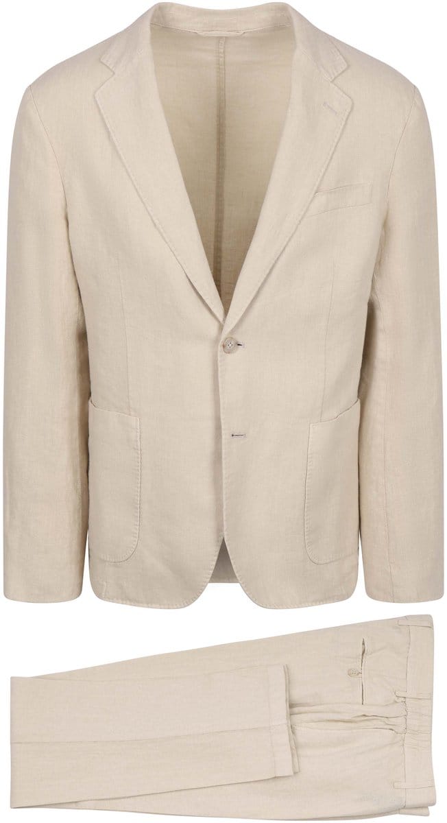 Suitable Washed Linen Suit Ecru - Maat 52 - Heren - Kostuum