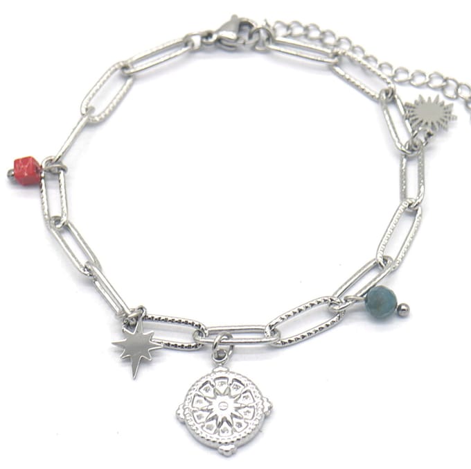 Armband Dames - Bedeltjes - RVS - Lengte 16-19 cm - Zilverkleurig