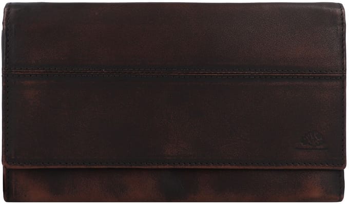 GREENBURRY portemonnee Destressed Long Wallet RFID Teak Brown donkerbruin