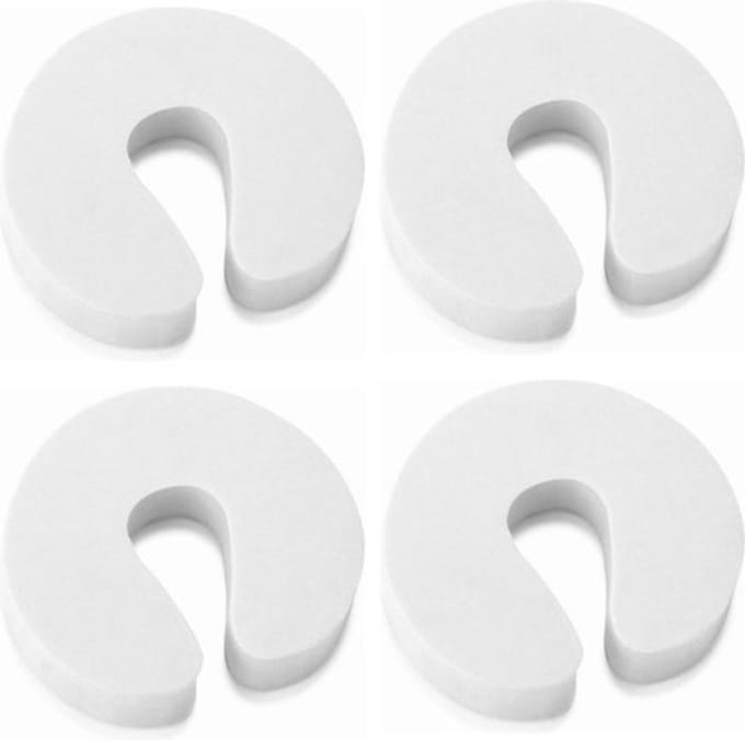Daity Deurstopper - Deurklem - Schuim - Kindveilige deurstopper - Deurbescherming - Deurgreepbescherming - Deurgreepbumper 4-pack - Wit - 4-pack anti-klembescherming