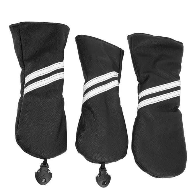 Golf Hout Headcover Cover Set Strepen Cue Headcovers Golfclub Hoofdcovers voor DriverZwart blauw