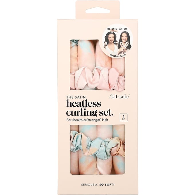 Kitsch, kit de boucles sans chaleur en satin, teinture tie-dye Sunset, 1 lot white