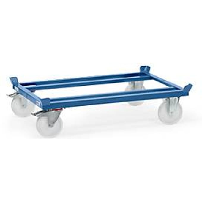 Palletframe, staal, tot 1050 kg, blauw,  polyamide banden, met rem