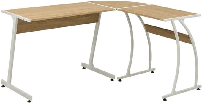 Computertafel Hoekbureau - Werktafel Kantoor - Efficiënt Werken - L-vormig Blad - 152 x 117 cm - Eiken