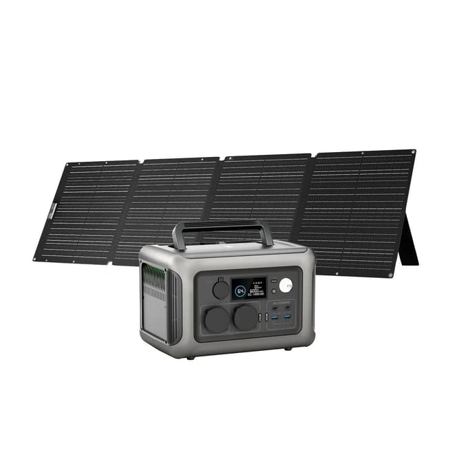 ALLPOWERS Solar Generator Kit 600W (R600 + SOLAX SE200 200W Solar Panel) - R600-Black +  SOLAX SE200 200W Solar Panel