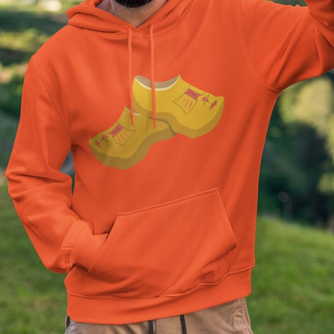 Oranje EK WK Koningsdag Hoodie Klompen S