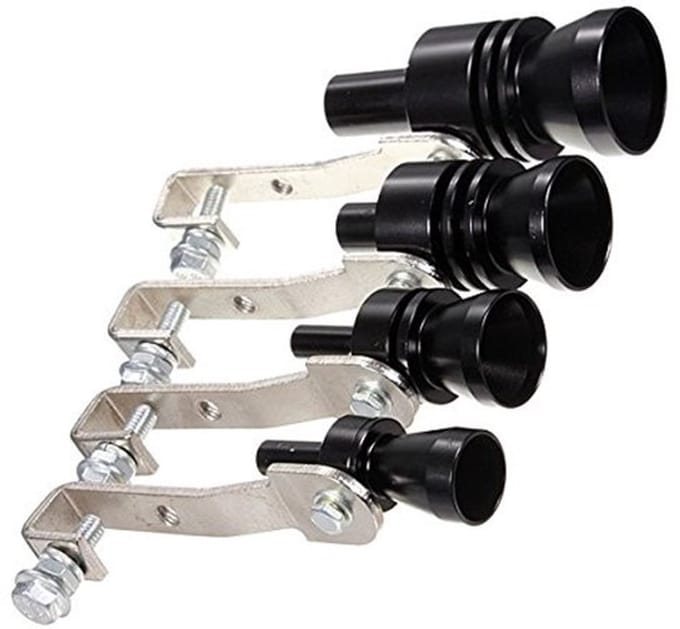 Allecto - fake turbo pipe - Black uitlaatdemper - L formaat - Relief