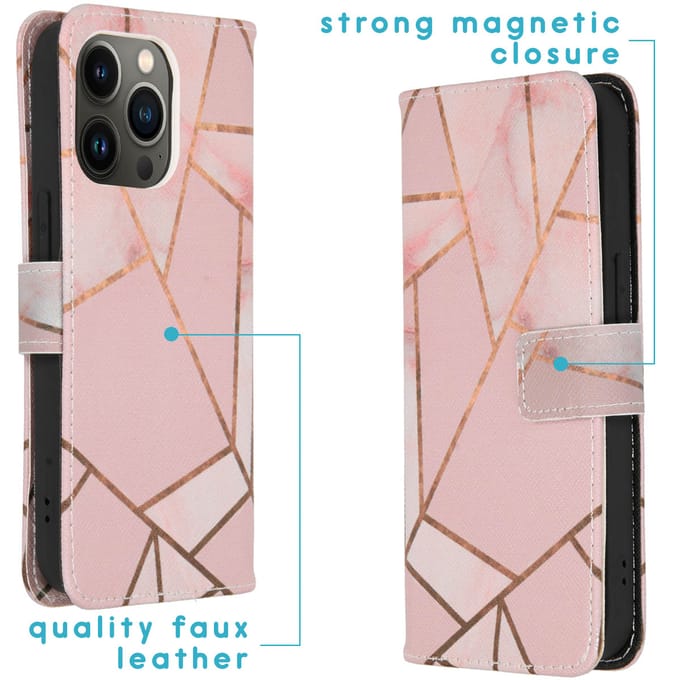 imoshion Hoesje - Geschikt voor Apple iPhone 13 Pro - Design Softcase Bookcase - Pink Graphic