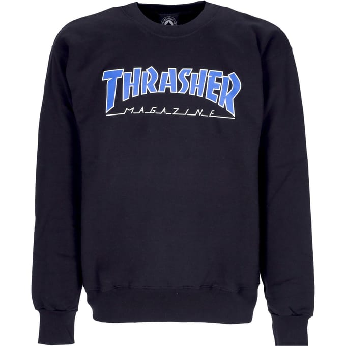 Outlined sweatshirt voor heren met ronde hals, zwart/blauw