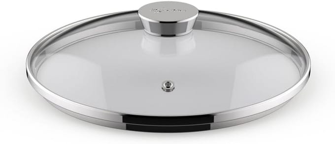Universeel glazen kookdeksel 28 cm met RVS rand en handvat