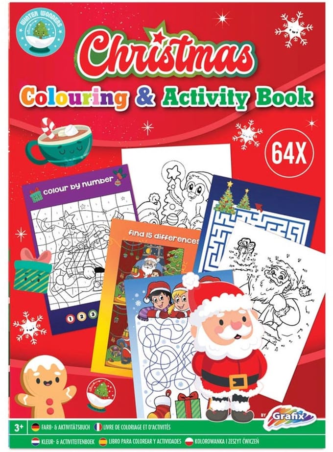 Kerstmis kleur- en activiteitenboek A4, 64 pagina’s, kerst , kinderen, knutselen