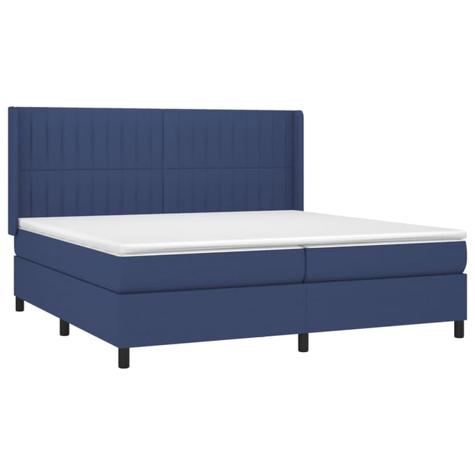 vidaXL - Boxspring - met - matras - stof - blauw - 200x200 - cm