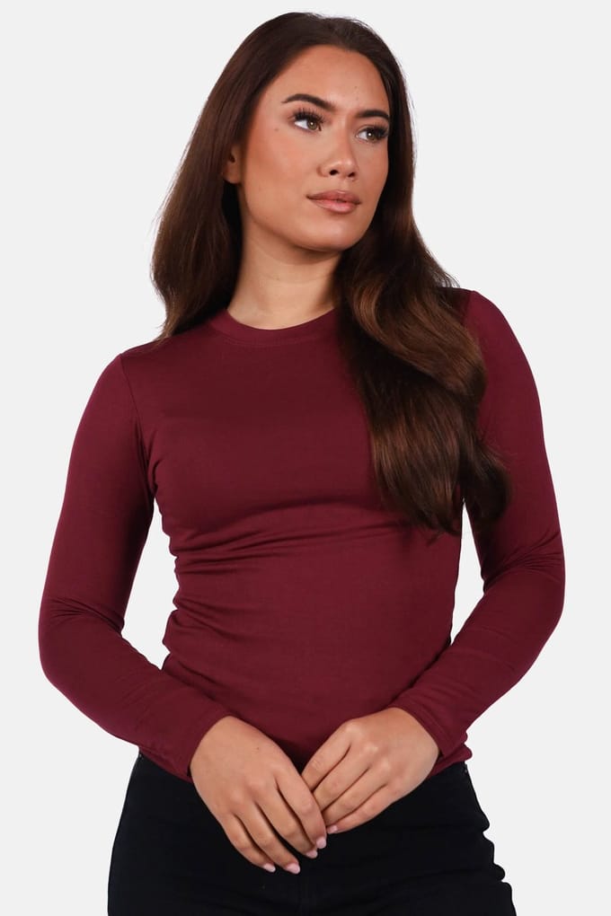 Getdrezzed Top - Maat: XL - Dubbel gevoerde basic top met ronde hals bordeaux