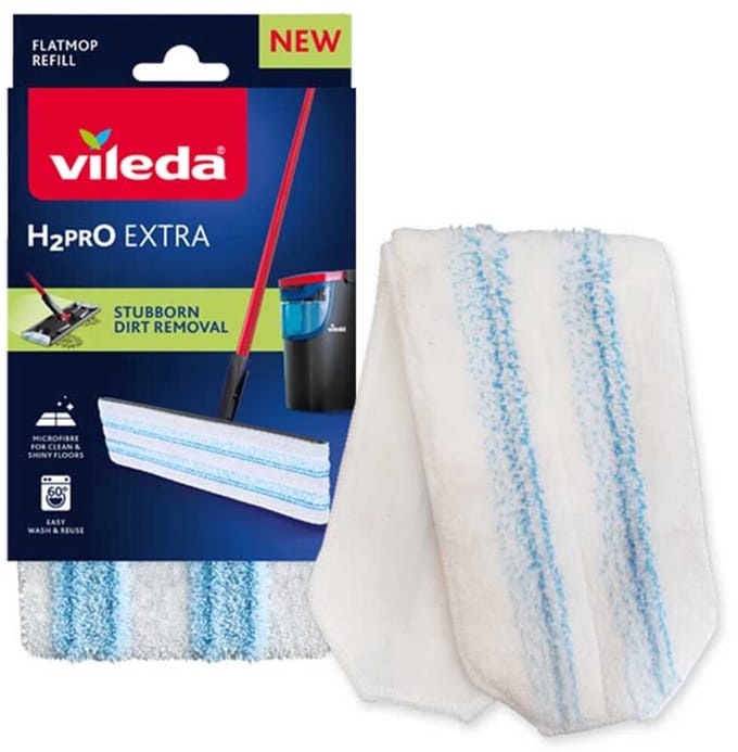 Vileda H2Pro Dweil Navulling H2Pro Flatmop - 4 x 1 Stuk - Voordeelverpakking