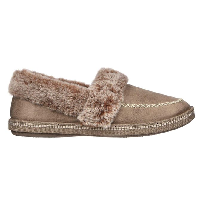 Skechers Dames Cosy CampF Leren Pantoffels (Taupe)