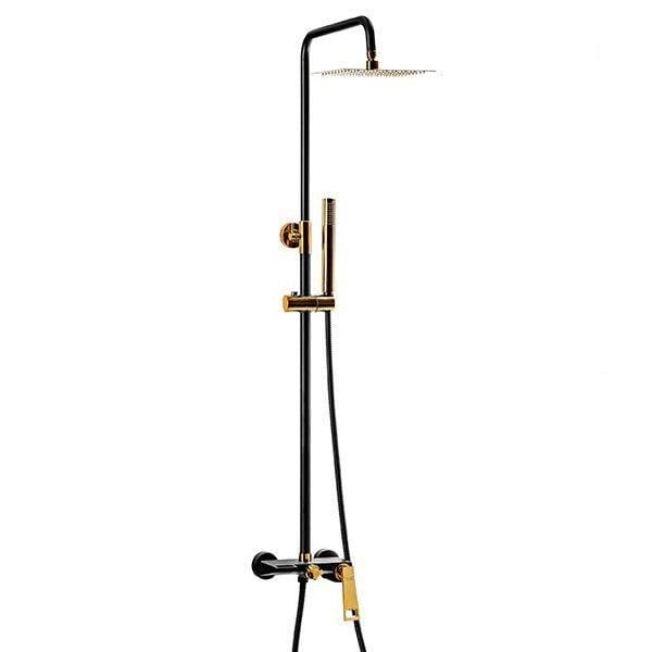 SILLA Regendouche Set - ééngreeps Doucheset - Uittrekbare Doucheset met Handdouche + Regendouchekop - Zwart/Goud