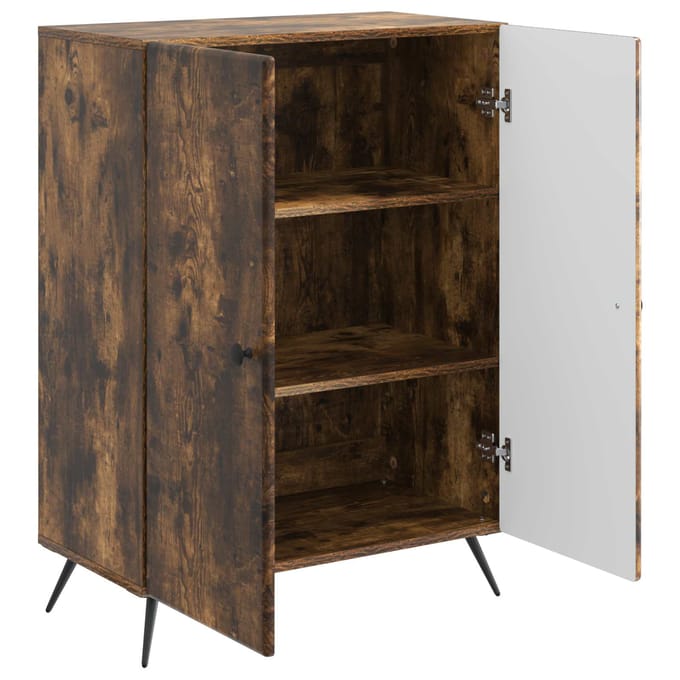 vidaXL - Dressoir - Gerookt - eiken - 66 - x - 34,5 - x - 90 - cm - Bewerkt - hout