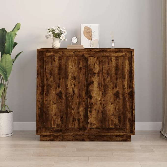 vidaXL - Dressoir - 80x34x75 - cm - bewerkt - hout - gerookt - eikenkleurig