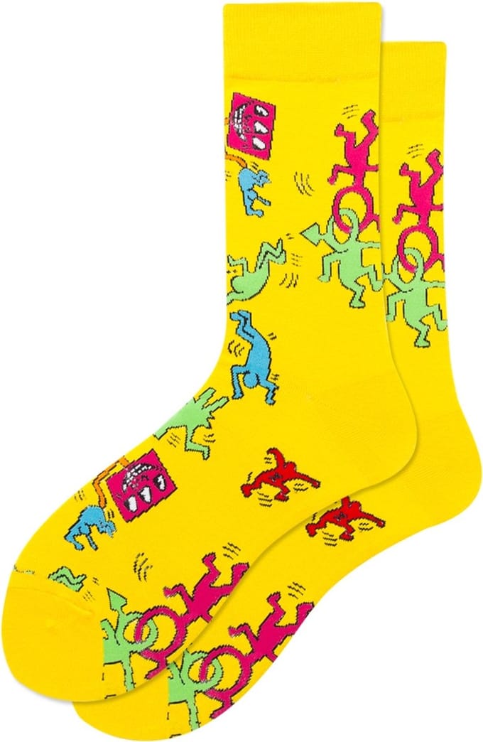 Winkrs | Modern Art Sokken | | Kunst, schilderen, grappige sokken | 39-45 | Geel