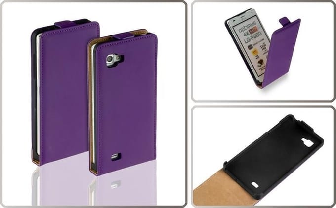 LELYCASE Flip Case Lederen Hoesje LG Optimus 4X HD Lila