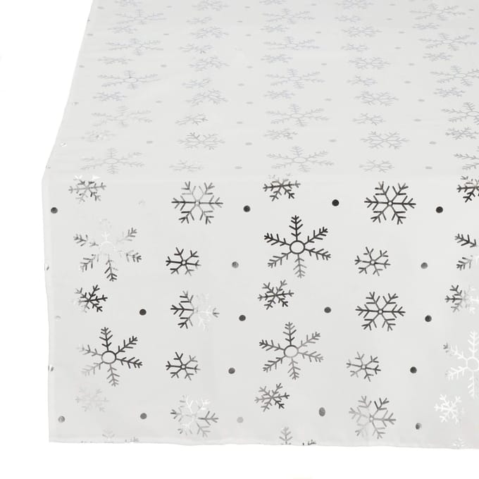 Springos Tafelkleed -Kerst - Sneeuwvlokken- Wit - Polyester - 220 x140 CM