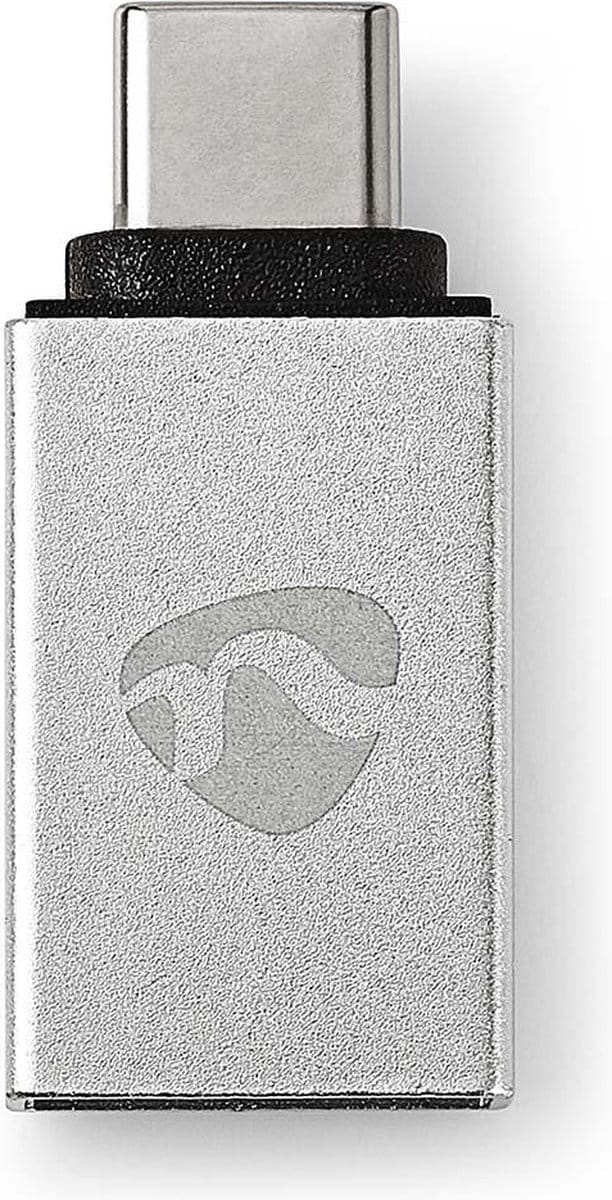 Nedis USB-C Adapter - USB 3.2 Gen 1 - USB-C Male - USB-A Female - 5 Gbps - Rond - Vernikkeld - Zilver - Cover Window Box