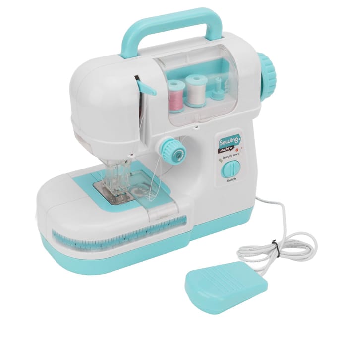 Naaimachine Speelgoed Blauw Draagbaar Mini Simulatie Dubbele Steek Naaimachine met Onderdraad voor white