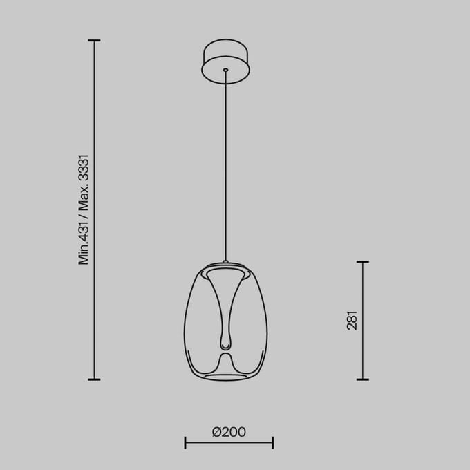 Maytoni LED hanglamp Splash, rookgrijs, Ø 20 cm, glas