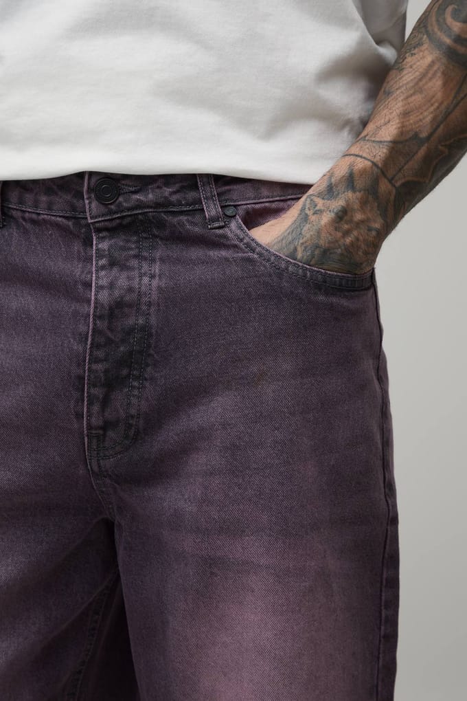 Tall Longline Getinte Denim Jorts | Pink | Size 38