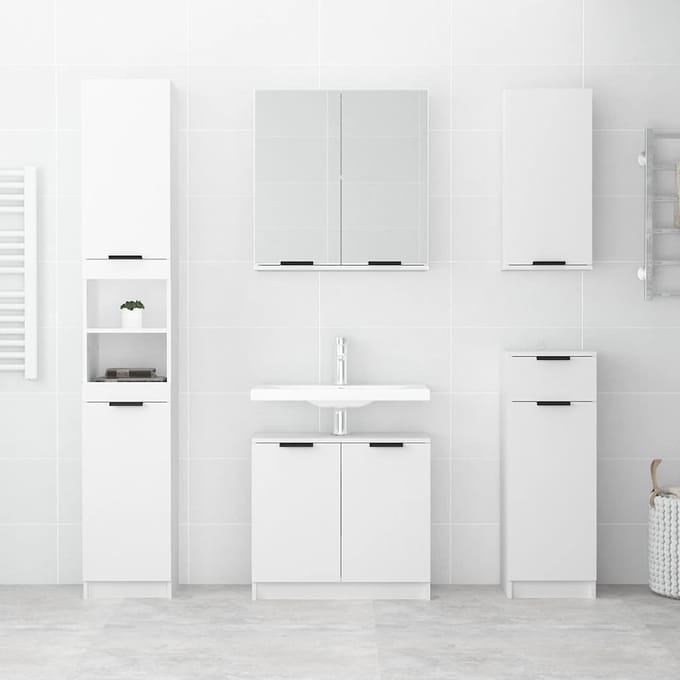 vidaXL - Badkamerkast - 64,5x33,5x59 - cm - bewerkt - hout - wit