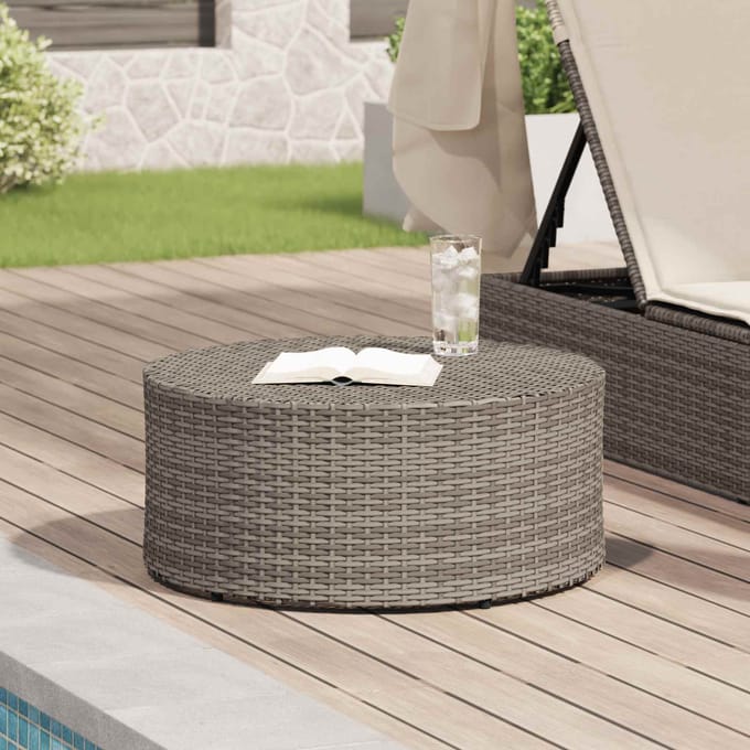vidaXL - Buiten - Koffietafel - Grijs - Ø - 68 - x - 30 - cm - poly - rattan