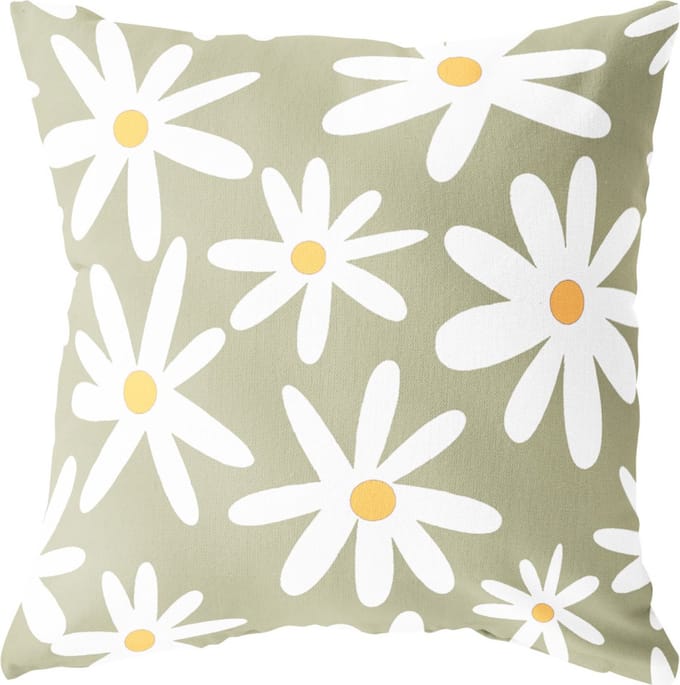 LABEL-R Buitenkussen margrietjes groen