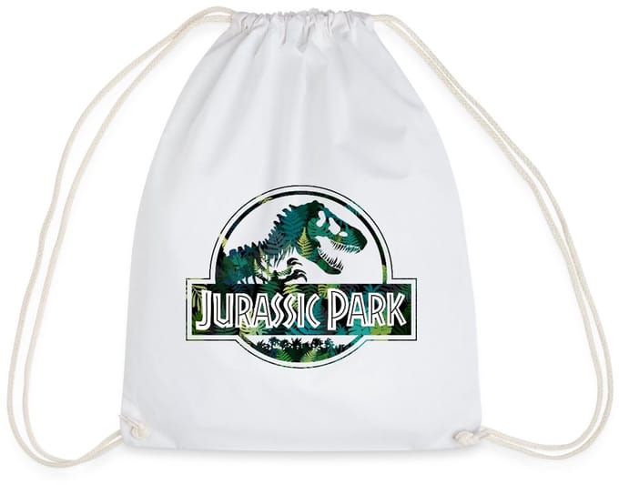 Jurassic Park Logo Met T-Rex Bladeren Ontwerp Gymtas