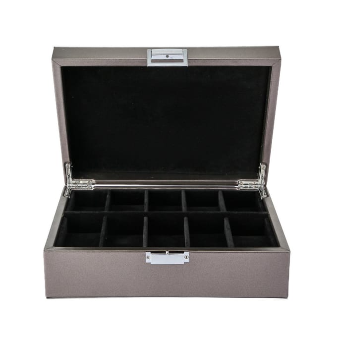 Emilie collection - horlogedoos - metallic zilver - luxe opbergdoos voor 10 horloges - maat medium