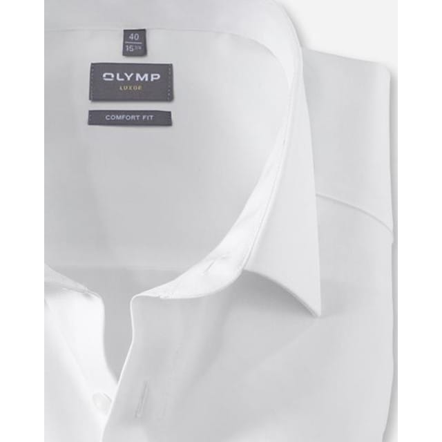 OLYMP Luxor comfort fit overhemd - wit - Strijkvrij - Boordmaat: 50