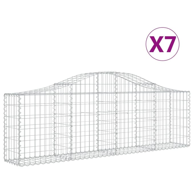 vidaXL - Schanskorven - 7 - st - gewelfd - 200x30x60/80 - cm - gegalvaniseerd - ijzer