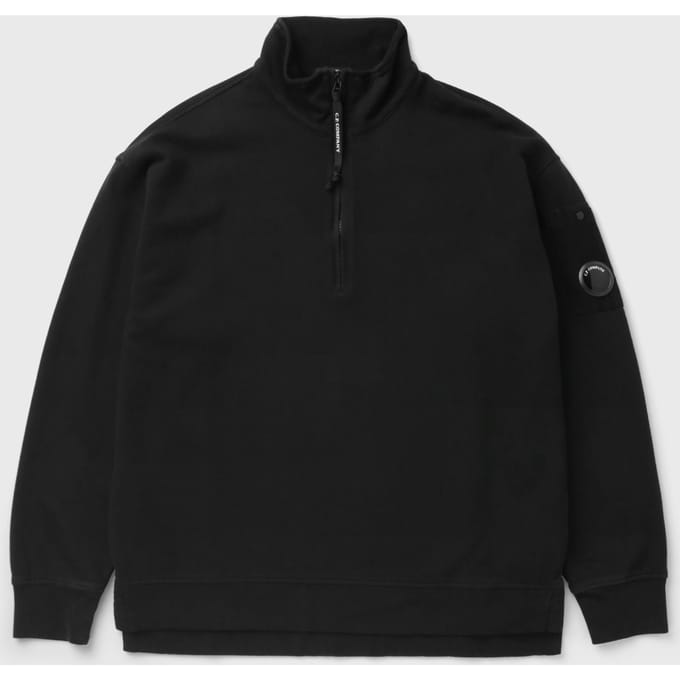 BRUSHED AND EMERIZED DIAGONAL FLEECE MIXED BOXY CREWNECK LENS SWEATSHIRT