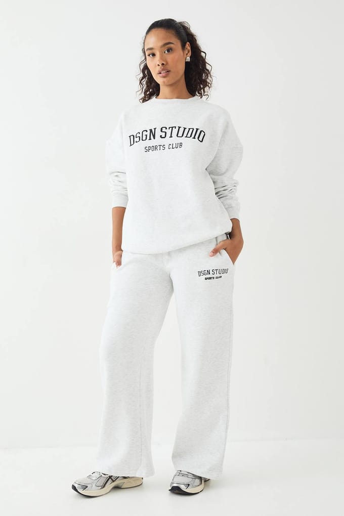 Dames DSGN Studio Applique Rechte Pijp Joggingbroek | Asgrijs | Maat: XL