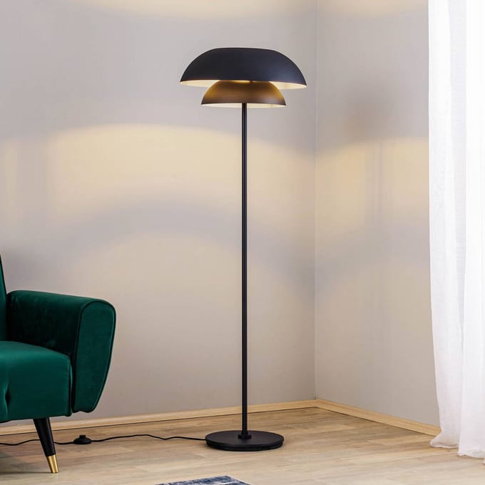 Lucande - vloerlamp - 1licht - IJzer - H: 151 cm - E27 - zwart